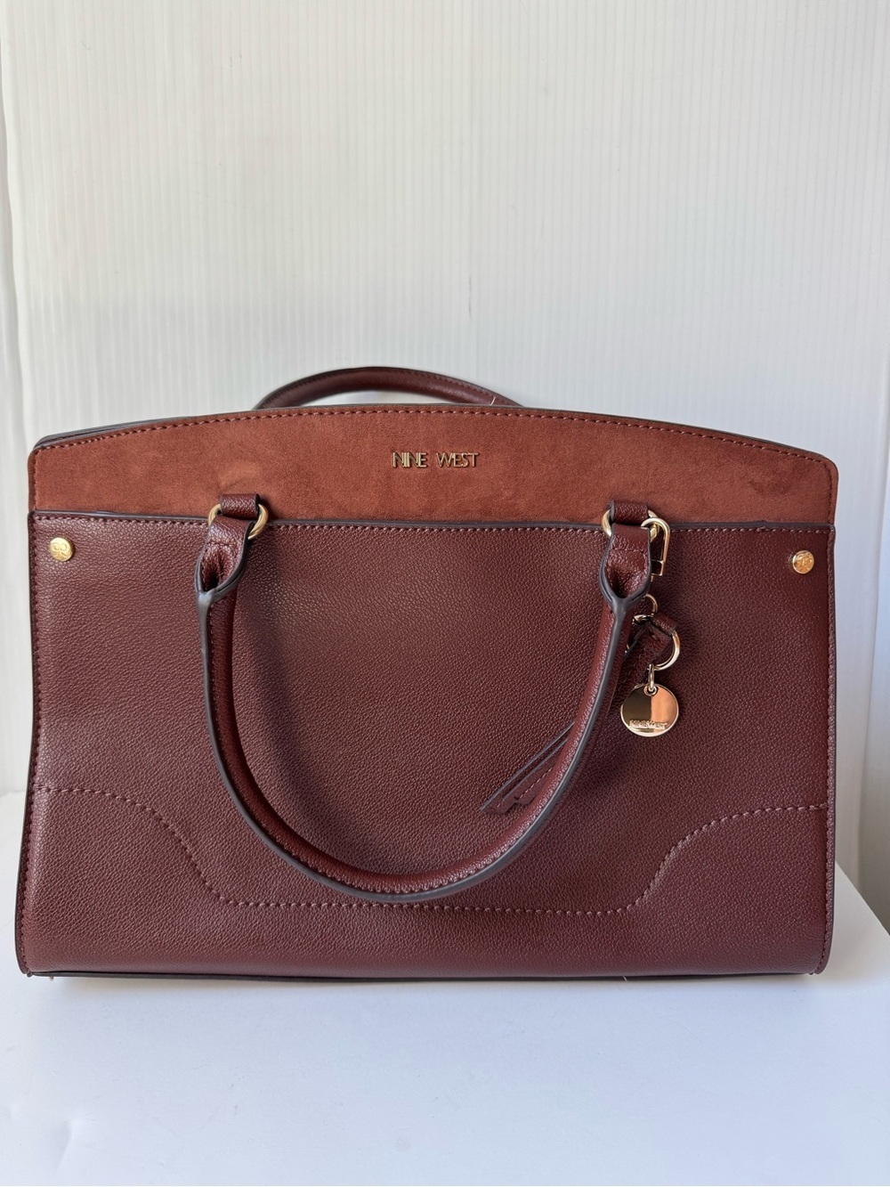 Nine West Chesnut color Dual-Texture Satchel